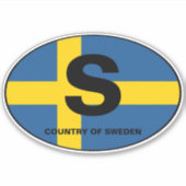 Ovale Zweedse vlag auto sticker met landencode (Voorkant)