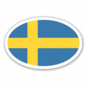 Ovale Zweedse vlag van Zweden vinyl auto sticker (Voorkant)