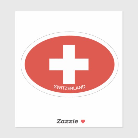 Ovale Zwitserse vlag van Zwitserland vinyl auto st Sticker (Vel)