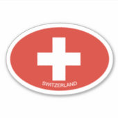 Ovale Zwitserse vlag van Zwitserland vinyl auto st Sticker (Voorkant)