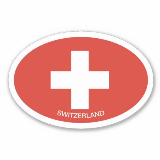 Ovale Zwitserse vlag van Zwitserland vinyl auto st Sticker (Voorkant)