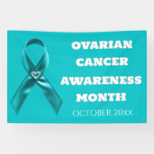 Ovarian Cancer Awareness cervical teal ribbon Spandoek (Horizontaal)