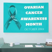 Ovarian Cancer Awareness cervical teal ribbon Spandoek (Beurs)
