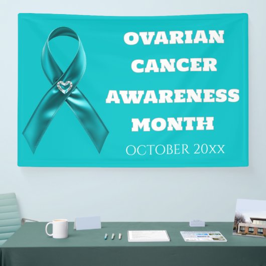 Ovarian Cancer Awareness cervical teal ribbon Spandoek (Beurs)