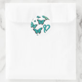 Ovarian Cancer Awareness Lint en Vlinder Ronde Sticker (Tas)