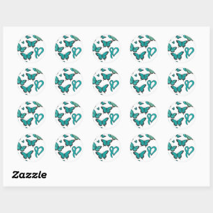 Ovarian Cancer Awareness Lint en Vlinder Ronde Sticker