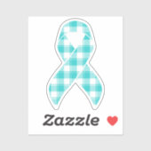 Ovarian Cancer Awareness Plaid Ribbon Teal Sticker (Vel)