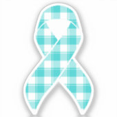 Ovarian Cancer Awareness Plaid Ribbon Teal Sticker (Voorkant)