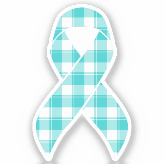 Ovarian Cancer Awareness Plaid Ribbon Teal Sticker (Voorkant)