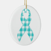 Ovarian Cancer Awareness Plaid Teal Ribbon Keramisch Ornament (Rechts)