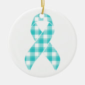 Ovarian Cancer Awareness Plaid Teal Ribbon Keramisch Ornament (Voorkant)
