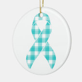 Ovarian Cancer Awareness Plaid Teal Ribbon Keramisch Ornament (Links)