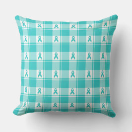 Ovarian Cancer Awareness Plaid Teal Ribbon Kussen