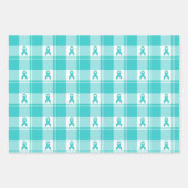 Ovarian Cancer Awareness Plaid Wrapping Paper Teal (Voorkant 2)