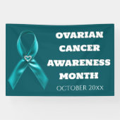 Ovarian Cancer Awareness teal ribbon cervical Spandoek (Horizontaal)