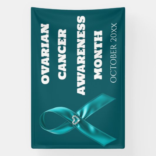 Ovarian Cancer Awareness teal ribbon cervical Spandoek (Verticaal)
