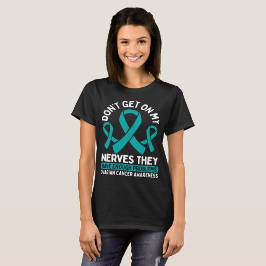 Ovarian Cancer Awareness Warrior Survivor Fighter T-shirt (Voorkant volledig)