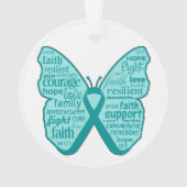 Ovarian Cancer Butterfly Collage of Words Ornament (achterkant)