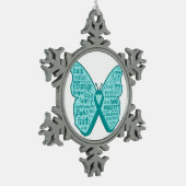 Ovarian Cancer Butterfly Collage of Words Tin Sneeuwvlok Ornament (Links)