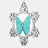 Ovarian Cancer Butterfly Collage of Words Tin Sneeuwvlok Ornament (Rechts)