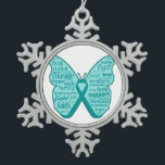 Ovarian Cancer Butterfly Collage of Words Tin Sneeuwvlok Ornament<br><div class="desc">OPMERKING: Butterfly Ribbon is auteursrechtelijk beschermd.</div>
