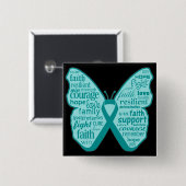 Ovarian Cancer Butterfly Collage of Words Vierkante Button 5,1 Cm (Voorkant /achterkant)
