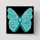 Ovarian Cancer Butterfly Collage of Words Vierkante Button 5,1 Cm (Voorkant)
