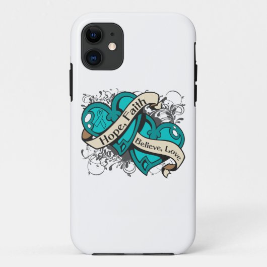 Ovarian Cancer Hope Faith Dual Hearts Case-Mate iPhone Case (Achterkant)