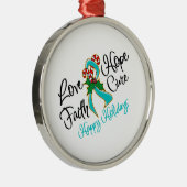 Ovarian Cancer Love Hope Feestdagen Metalen Ornament (Rechts)