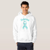 Ovarian Cancer Plaid Teal Ribbon Survivor Hoodie (Voorkant volledig)