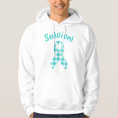 Ovarian Cancer Plaid Teal Ribbon Survivor Hoodie (Voorkant)