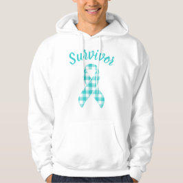 Ovarian Cancer Plaid Teal Ribbon Survivor Hoodie