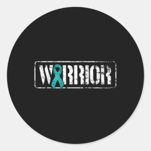 Ovarian Cancer Warrior Blauwgroen Military Style A Ronde Sticker