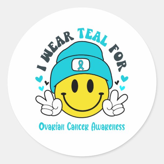 Ovariële kankervoorlichting Koolstofondersteuning Ronde Sticker (Voorkant)