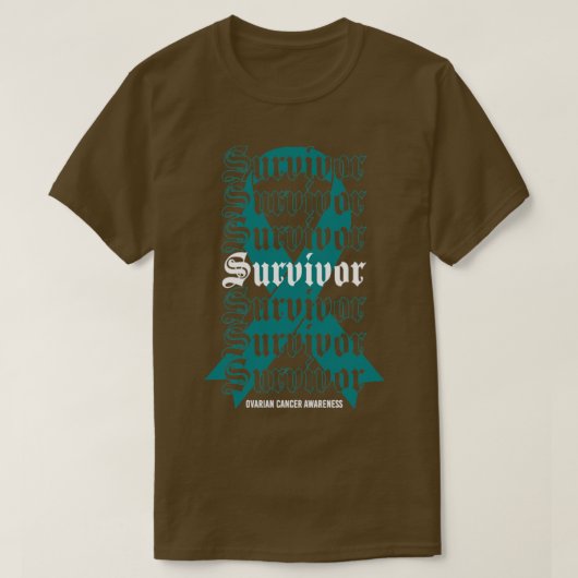 Ovariële kankervoorlichting Overlevende Blauwgroen T-shirt (Design voorkant)