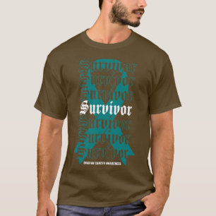 Ovariële kankervoorlichting Overlevende Blauwgroen T-shirt