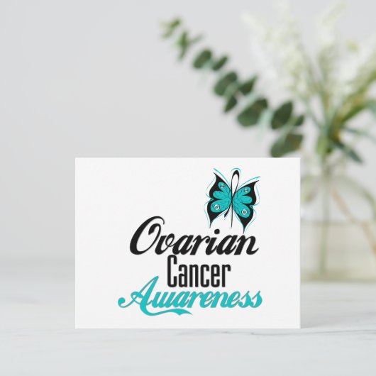 Ovarium Cancer Awareness Butterfly Briefkaart (Staand voorkant)