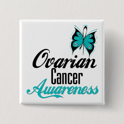 Ovarium Cancer Awareness Butterfly Vierkante Button 5,1 Cm (Voorkant)