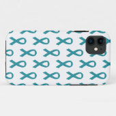 Ovarium Cancer Blauwgroen Ribbon Phone Case (Achterkant (horizontaal))