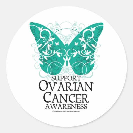 Ovarium Cancer Butterfly Ronde Sticker (Voorkant)