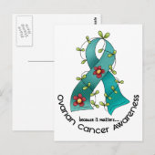 Ovarium Cancer FLOWER RIBBON 1 Briefkaart (Voorkant / Achterkant)