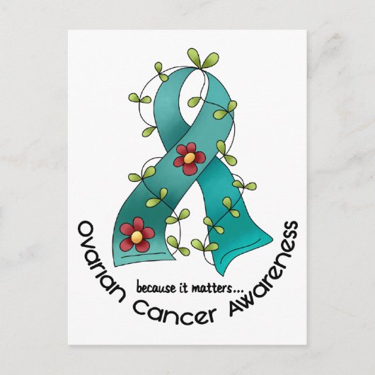 Ovarium Cancer FLOWER RIBBON 1 Briefkaart (Voorkant)