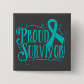 Ovarium Cancer Proud Survivor Vierkante Button 5,1 Cm (Voorkant)
