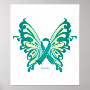 Ovarium Cancer Ribbon Butterfly Poster