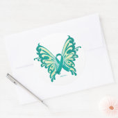 Ovarium Cancer Ribbon Butterfly Ronde Sticker (Envelop)