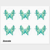 Ovarium Cancer Ribbon Butterfly Ronde Sticker (Vel)