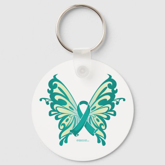 Ovarium Cancer Ribbon Butterfly Sleutelhanger (Voorkant)