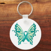 Ovarium Cancer Ribbon Butterfly Sleutelhanger (Voorkant)