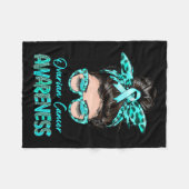Ovarium kankerbewustzijn Messy Bun Blauwgroen lint Fleece Deken (Voorkant (Horizontaal))