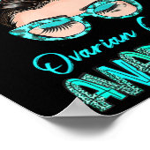 Ovarium kankerbewustzijn Messy Bun Blauwgroen lint Poster (Hoek)